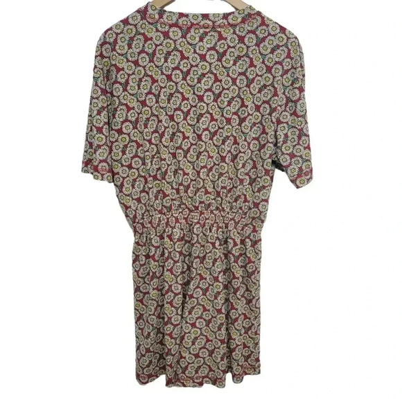 Vintage 1990s Red Daisy Shorts Romper Cottagecore Medium - Picture 2 of 6